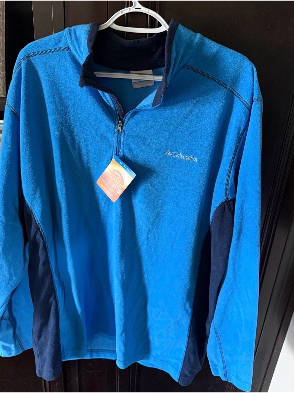 Columbia Blue and Navy Half-Zip Lightweight Fleece Pullover